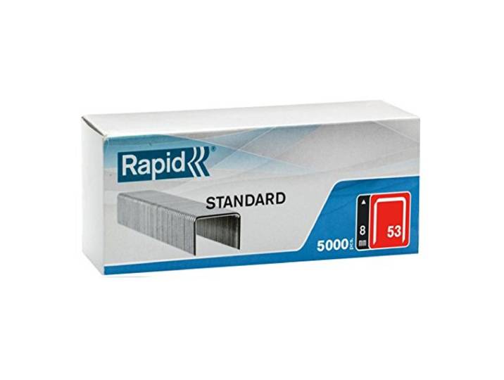 Rapid - Agrafes Standard 53/ 8mm - 5000pcs Idéale pour utilisation sur papier\, tissu\, étiquette - Fil Fin galvanisé - Pointes affûtées - (40108658)