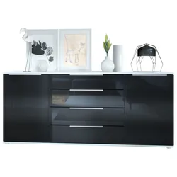 SIDEBOARD Porto Schwarz Hochglanz