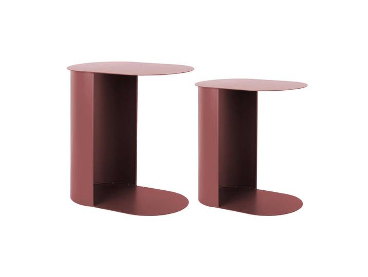 Karlsson Beistelltischset Riqueza, Pink, Metall, rund, 30x48x45 cm, Wohnzimmer, Wohnzimmertische, Beistelltische