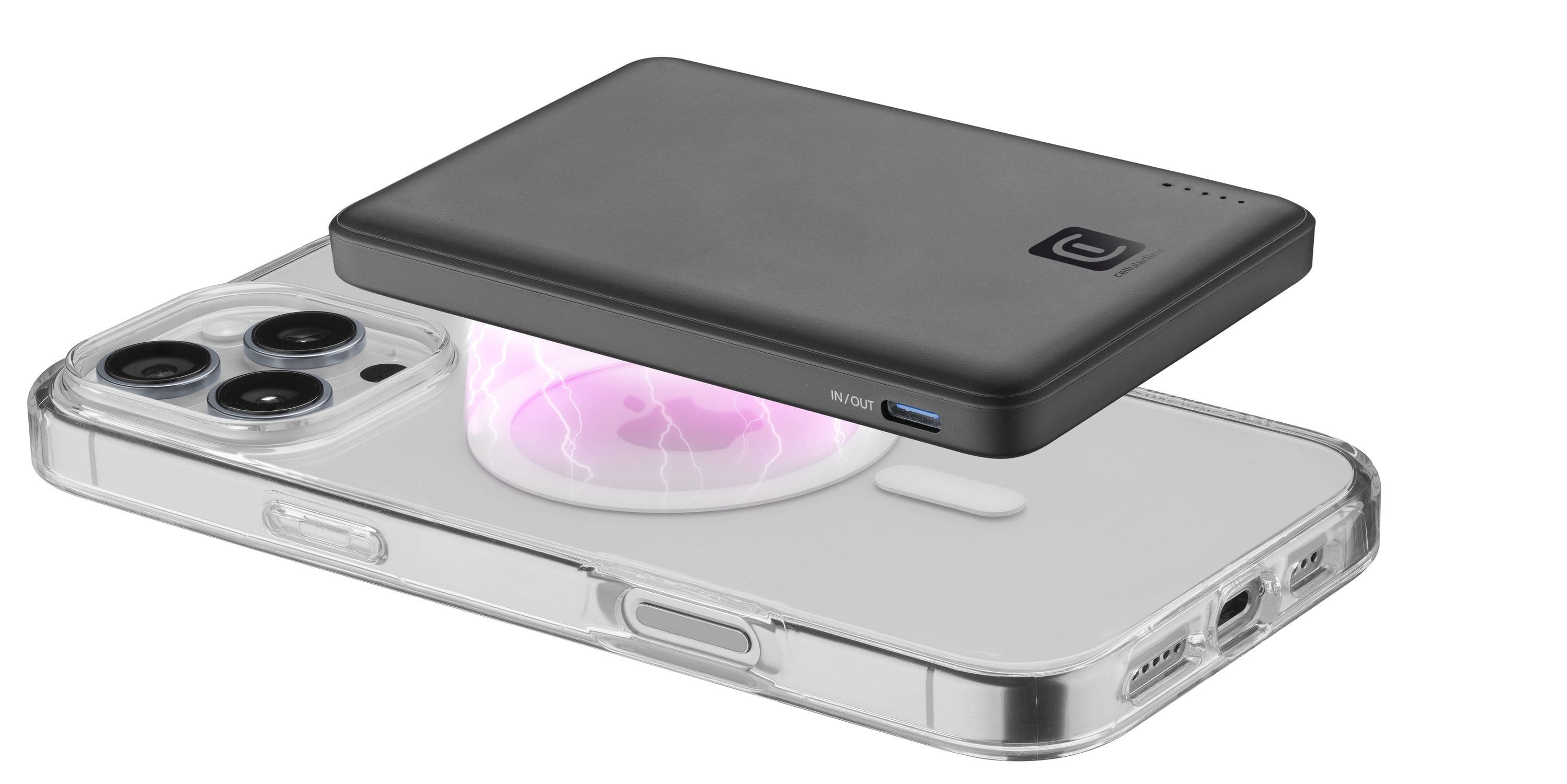 Cellular Line Magsafe 5000 mAh Powerbank USB Typ-C Kabelloses Laden (Schwarz) PBNEWMAG5000K