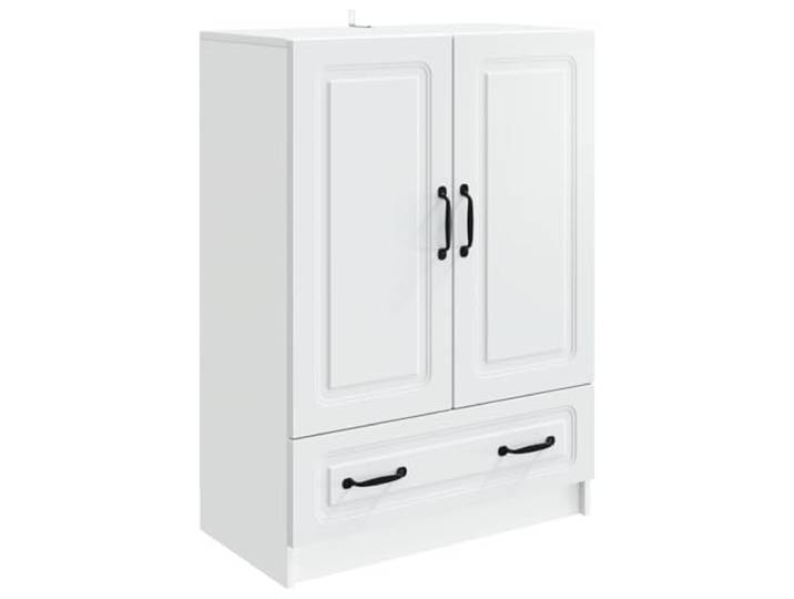 KPOTUERTU Sideboard Weiß 66 x 34,5 x 92 cm Holzwerkstoff Rechteckiges Design, 90°-Pendeltür mit Scharnier, Metallgriffe, Schubladen, Regalbretter