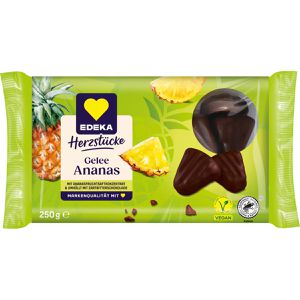 Edeka Schokofrüchte Herzstücke Gelee Ananas, vegan, mit Zartbitterschokolade, 250 g
