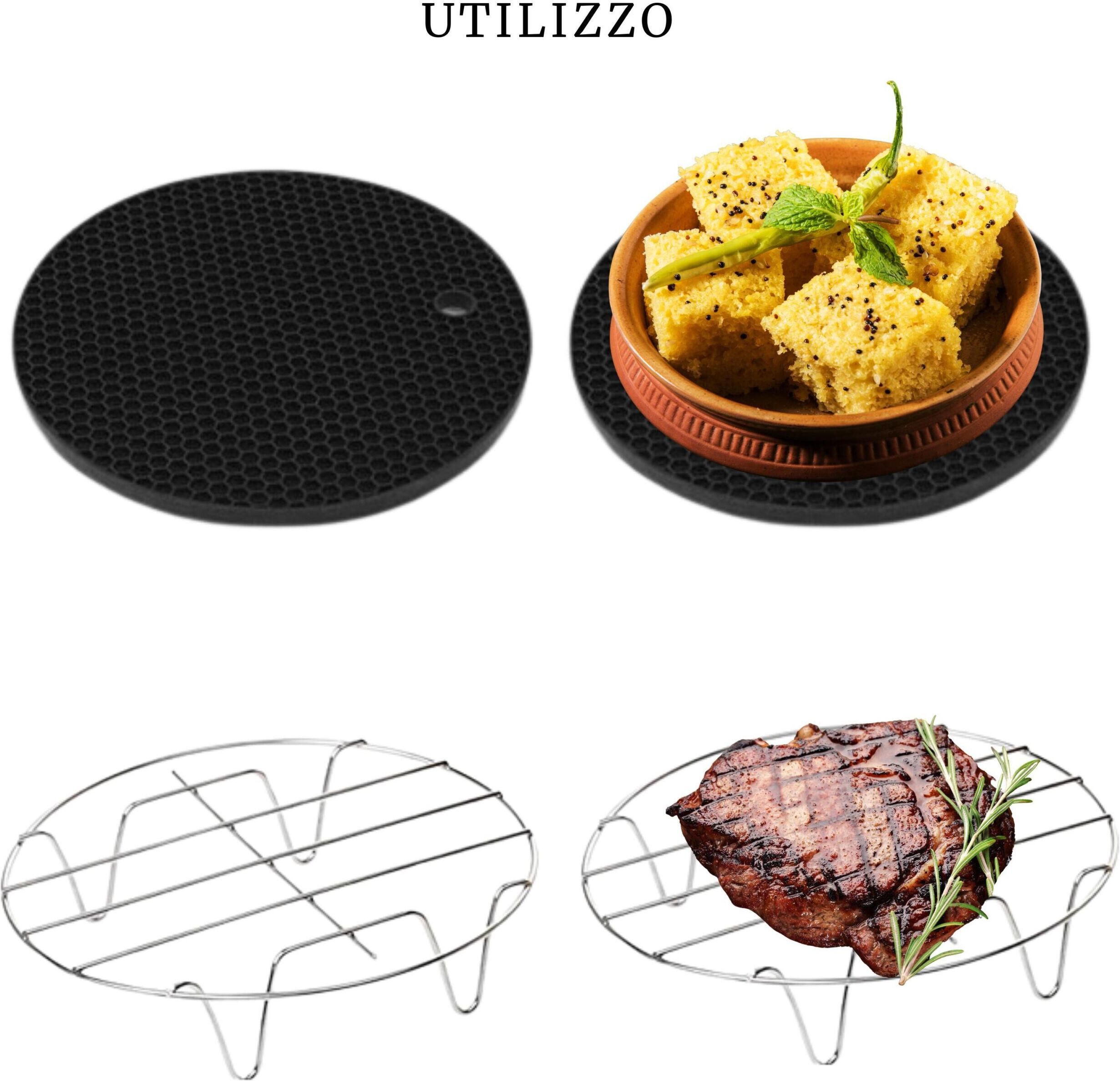 Premiertech Kit accessori per Friggitrice ad Aria 6 pirottini in silicone, 1 griglia per cottua, 1 sottopentola per PT55LAF