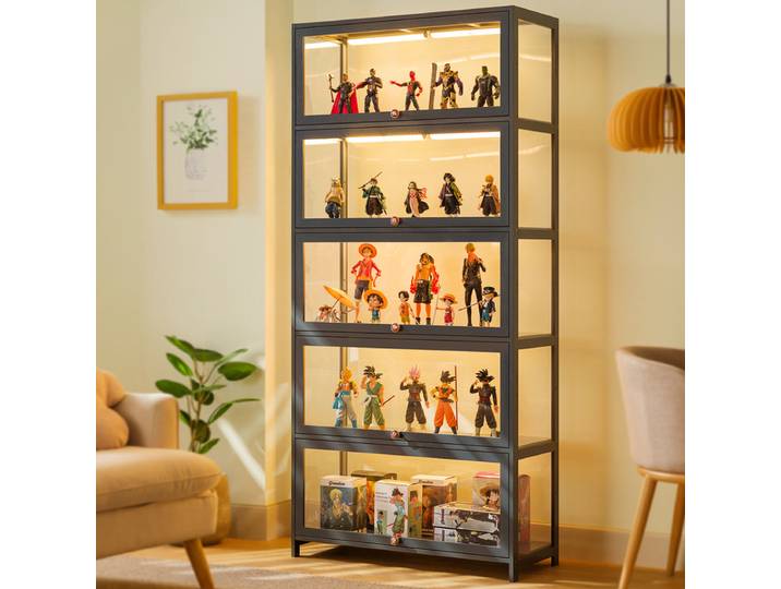 Vitrine de figurines en Imitation verre, vitrine transparente anti-poussière, jouets Lego, boîte de rangement en acrylique, étagère de bibliothèque