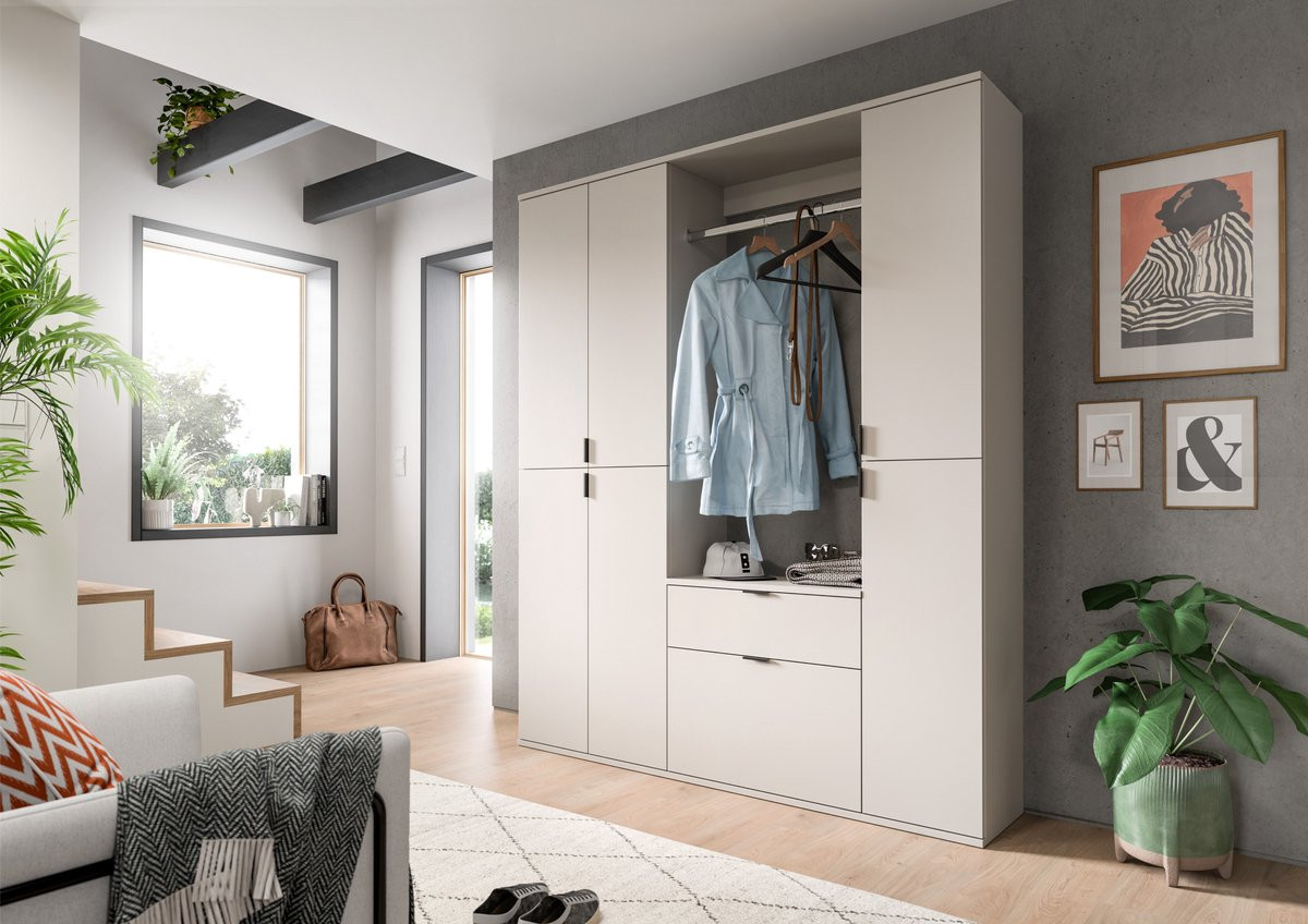 Garderobecombinatie Kasjmier - Moderne houten opbergkast met ladekast - Breedte: 152 cm