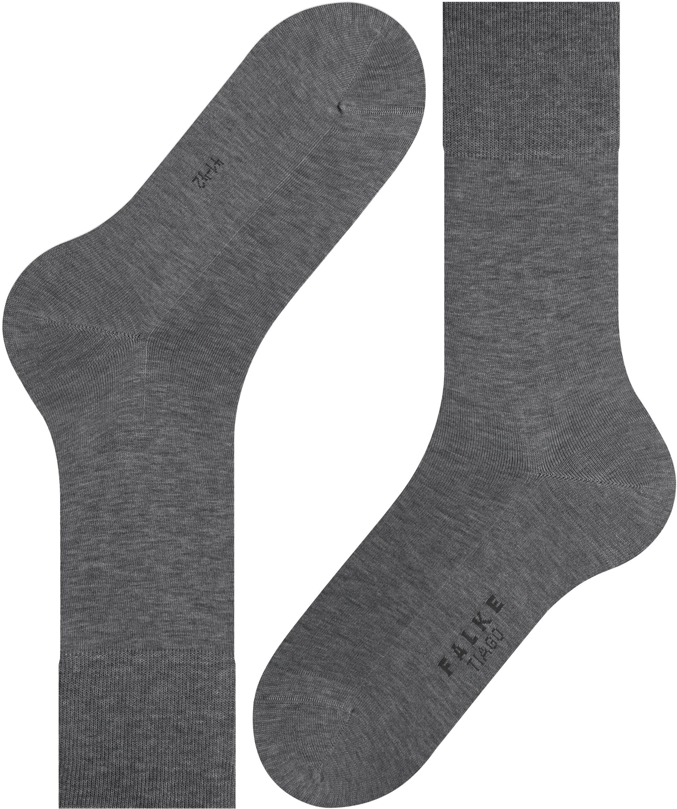 Socken FALKE "Tiago", Herren, Gr. 41-42, grau (3165, steel melange), Obermaterial: 93% Baumwolle, 5% Polyamid, 2% Elasthan, unifarben, Socken Socken, mit feinem, gleichmäßigem Maschenbild