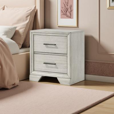ZWYO HOSIMU "23.6"" Wood 2-Drawer Nightstand, Contemporary Style, Dovetail Drawers, Full Extension Glides, Bedroom Bedside Storage Table"