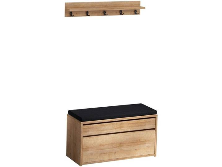 Ensemble banc d'entrée et patère murale effet chêne - Lugo