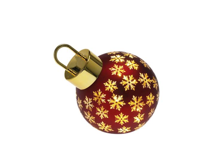 LED Weihnachtskugel Glas 20 cm rot/gold