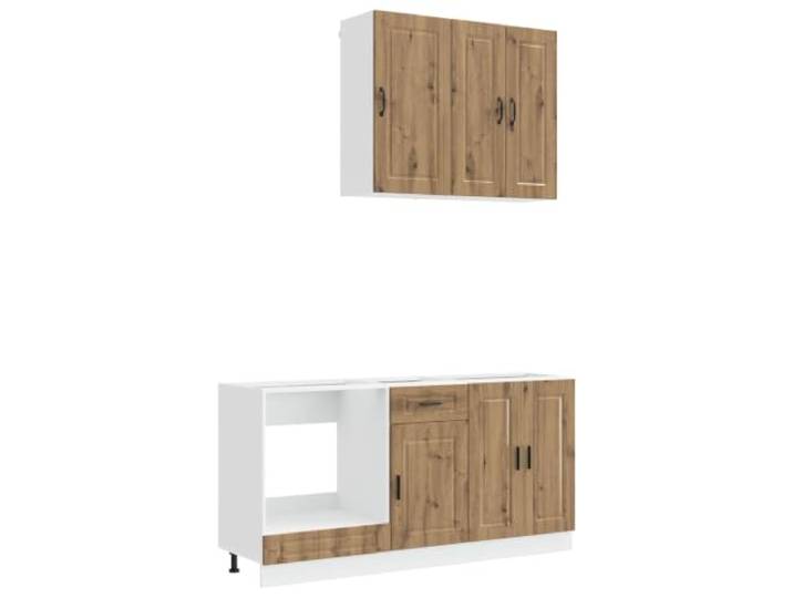 IBUQDDV Kücheneinheit Porto 5 STK. Artisan-Eiche Holzwerkstoff Unterschränke mit regulierbaren Füßen, Wandbefestigung, feuchtigkeitsbeständige Oberfläche, Arbeitsplatte optional