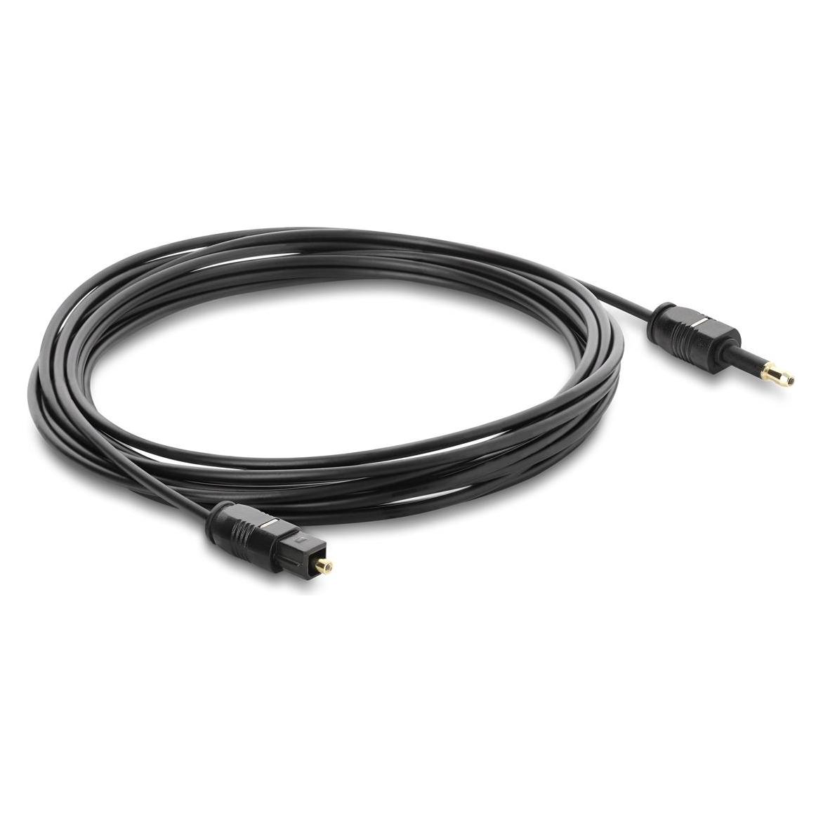 Delock TOSLINK Kabel mini TOSLINK 3,5 mm Stecker auf TOSLINK Stecker, Ø 2,2 mm, 5 m, schwarz (90922) (5 m, Toslink Kabel) (90922)