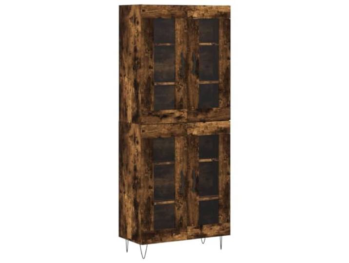 GHVBNMF Highboard Räuchereiche 69,5x34x180 cm Schrank mit Metallfüßen Eleganter Viertürer Kommode für Wohnzimmer und Schlafzimmer, robuster Holzwerkstoff mit Metallbeinen für viel Stauraum.