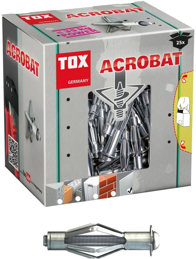 TOX Metall-Hohlraumdübel Acrobat, M5/52 mm klein, 25 Stück