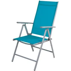 Mojawo Garten Klappstuhl Outdoorstuhl Aluminium - Textilen Silbergrau/Petrol