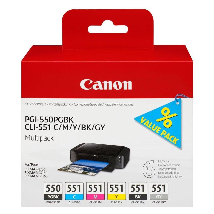 Canon Cli-551/Pgi-550 (BK, C, GY, M, PGBK, Y) (6496B005)
