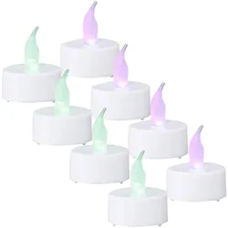 Flackerndes LED-Teelicht 8er-Set - Sanfter Farbwechsel & 6h Timerfunktion - Ø 4cm, batteriebetrieben mit CR2032 - Ideal für sichere Dekoration Herbst, Winter, Weihnachten & Partys