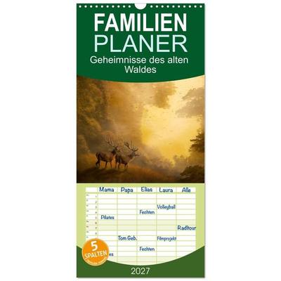Familienplaner 2027 - Geheimnisse des alten Waldes mit 5 Spalten (Wandkalender, 21 x 45 cm) CALVENDO