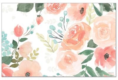 FirstDawn "Blooming Delight 24 Sheet Reusable Premium Paper Stock Placemats in Resealable Storage Bag Made in The USA 17"" x 11"""