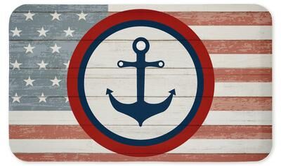 "Stupell Natutical Patriotic Anchor Paddles Printed Anti-Fatigue Floor Mat, 30""x18"""