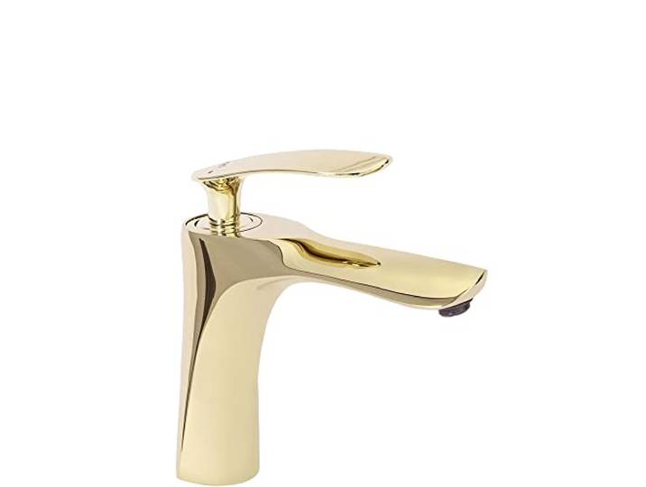 Rea ORBIT GOLD LOW kraan badkamerkraan van messing kraan voor wastafel badkamermengkraan wastafel eengreeps (goud)