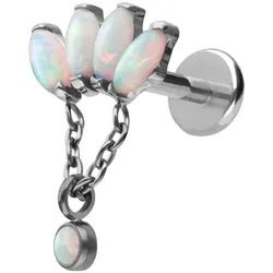 Titan Labret mit Push Fit LOTUSBLÜTE + SYNTHETISCHE OPALE