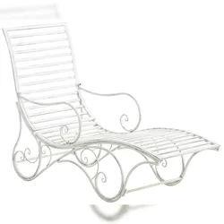 DELUKE Gartenliege SENTA Antik 58x140x101cm, Metall, Antik-Weiß Sonnenliege Strandliege