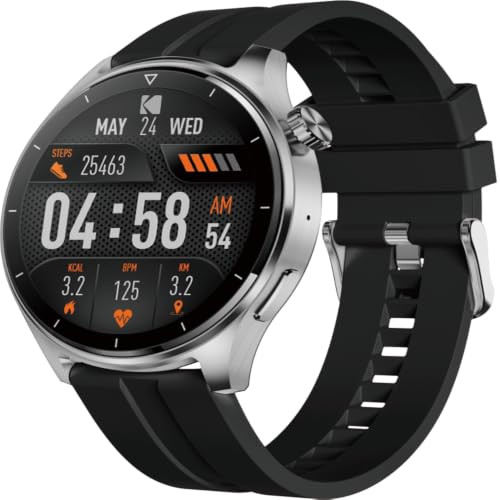Kodak SW-7202 Smartwatch met 37 mm HD-display, Bluetooth-oproepen, spraakassistent, SpO2, hartslag, stressmeting, 100+ sportmodi en GPS voor Android & iOS