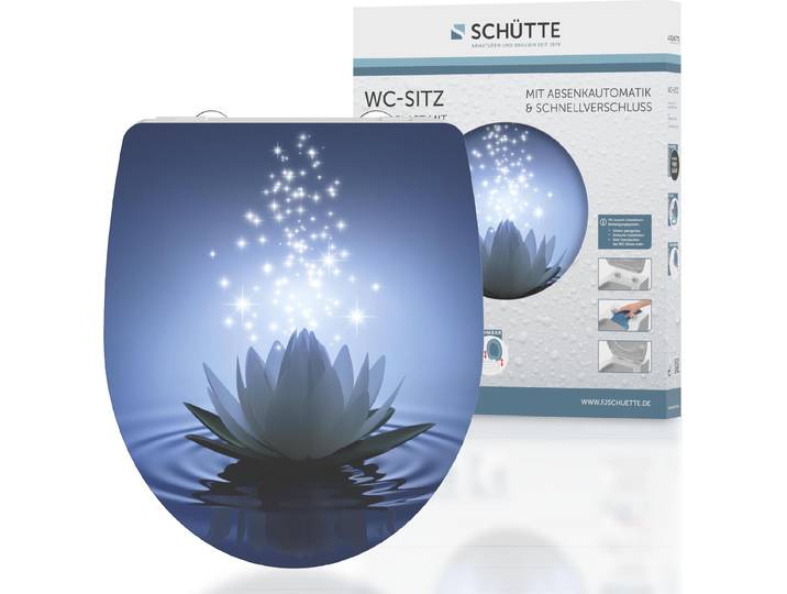 SCHÜTTE Duroplast HG Siège de WC WATER LILY\, couvercle de WC à fermeture douce et fixation rapide\, siège de WC