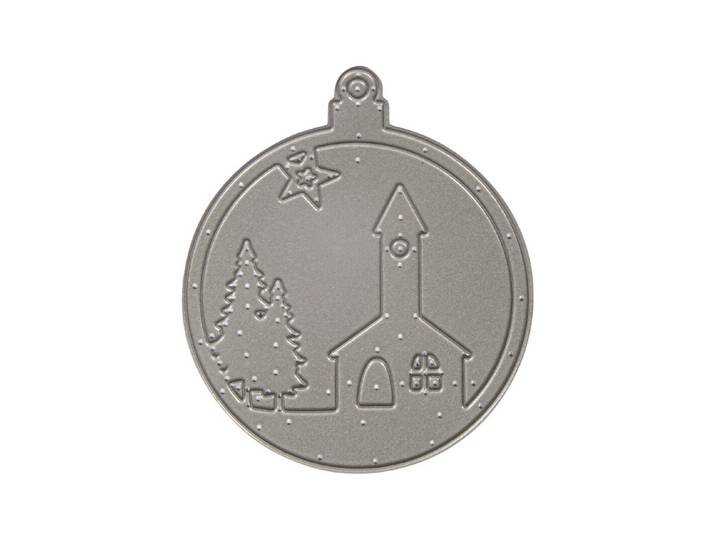 Stanzschablone Weihnachtskugel Kirche, 6,5cm ø, SB-Btl 1Stück