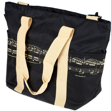 agifty Schultertasche Pro Musica beig Noir avec portées beiges