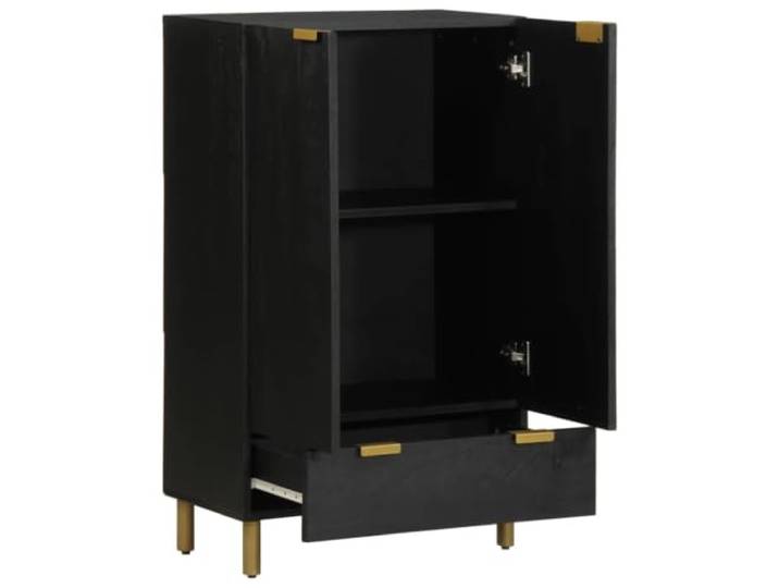 Highboard Schwarz 60x33x100 cm Holzwerkstoff Metallfüße,ergonomische Griffe,starke Oberplatte,pflegeleicht,mit Wandhalterung,Stauraum