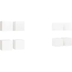 Helloshop26 - 8er-Set Wand-TV-Möbel im trendigen Design Stauraum 30,5 x 30 x 30 cm Holzwerkstoff weiß