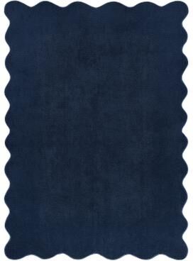 Garvee Scalloped Modern Solid Thick Plush Area Rug