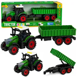 Landwirtschaftlicher Traktor mit Anhänger, Reibungsantrieb, Beleuchtung und Sound, 35 cm