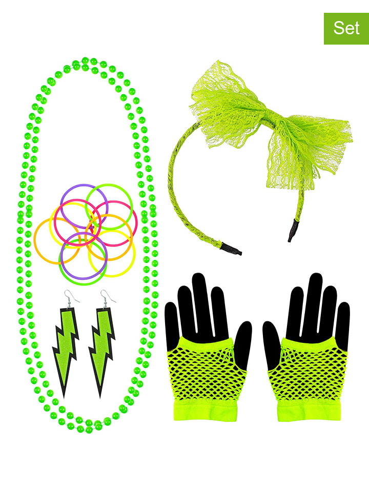 Carnival Party 15tlg. Accessories-Set "80er Jahre" in Grün - onesize
