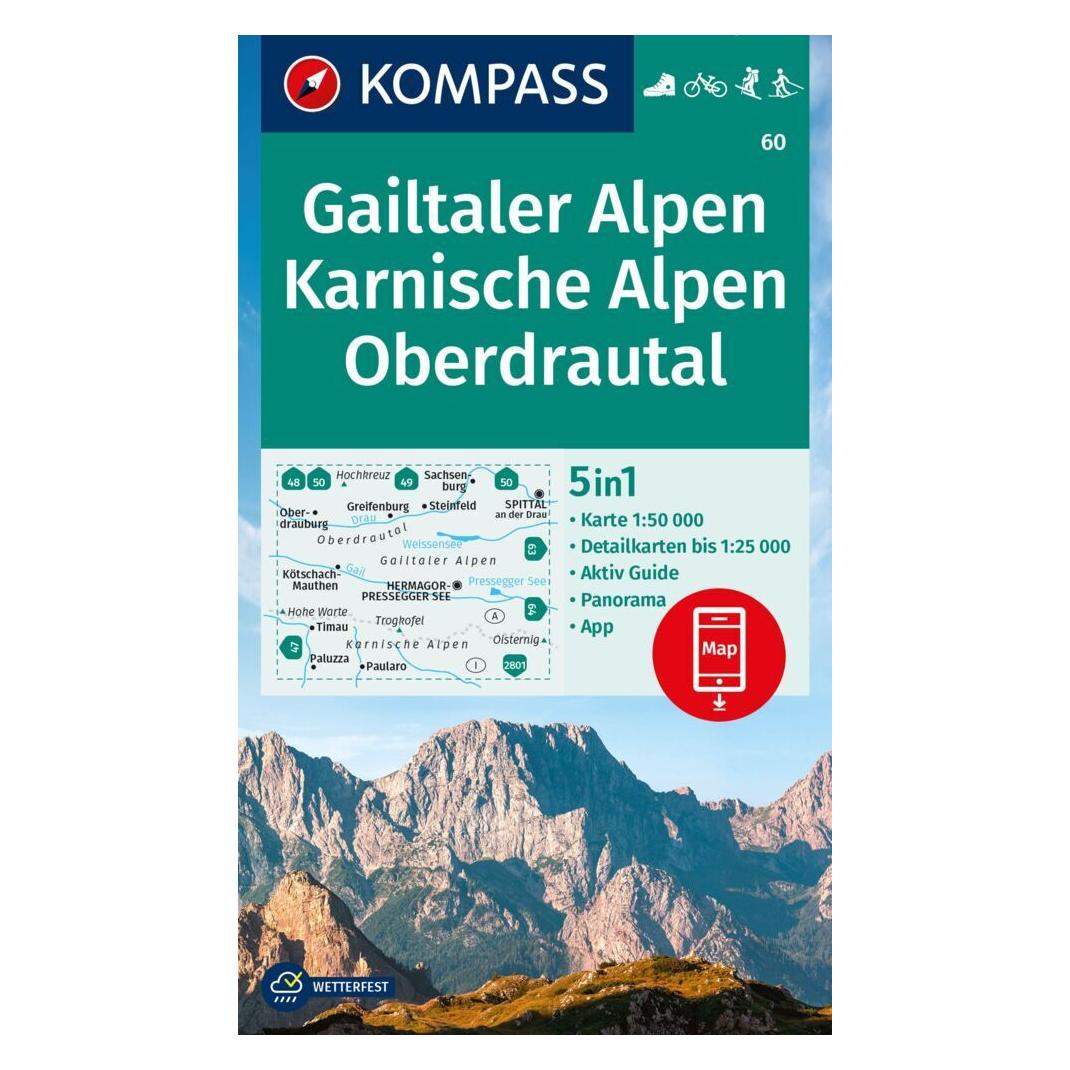 Kompass Wanderkarte 60 Gailtaler Alpen, Karnische Alpen, Oberdrautal 1:50.000 (35865257)