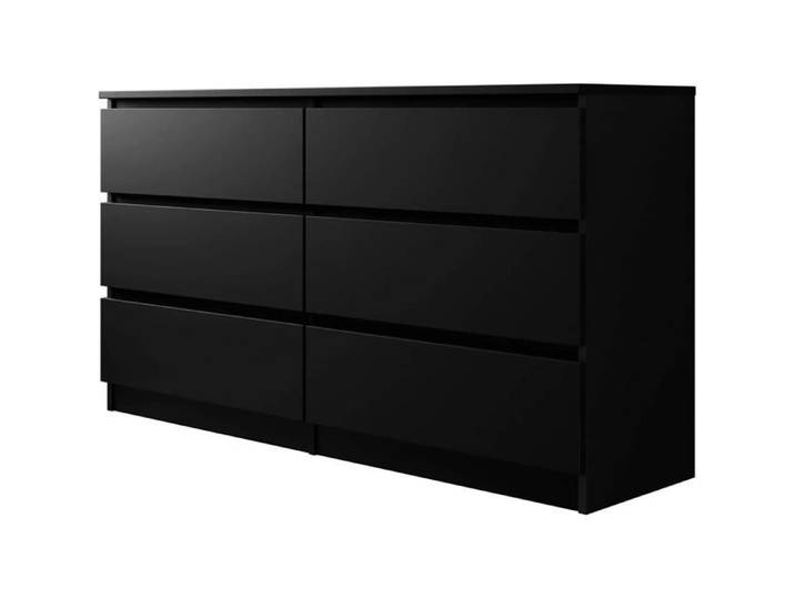 Malwa M6 Noire Commode à 6 tiroirs