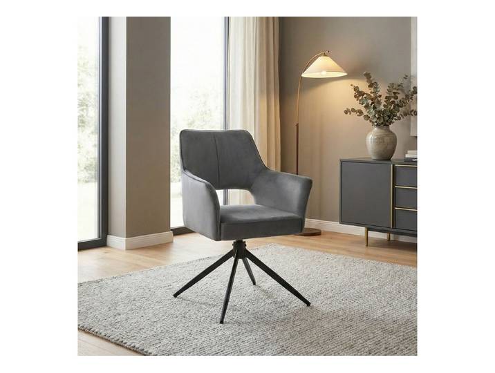 alesvelt Esszimmerstuhl mit Armlehne und Rückenlehne aus Samt 360 Grad drehbar, 2er/4er/6er-Set
