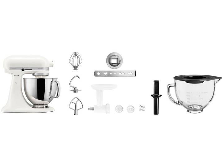 KITCHENAID Küchenmaschine 5KSM125EPL , weiß (porzellan), B:2,1cm H:34,3cm T:33,8cm, Küchenmaschinen, Set aus Küchenmaschine mit Glasschüssel und Fleischwolf, Küchenmaschine, Topseller