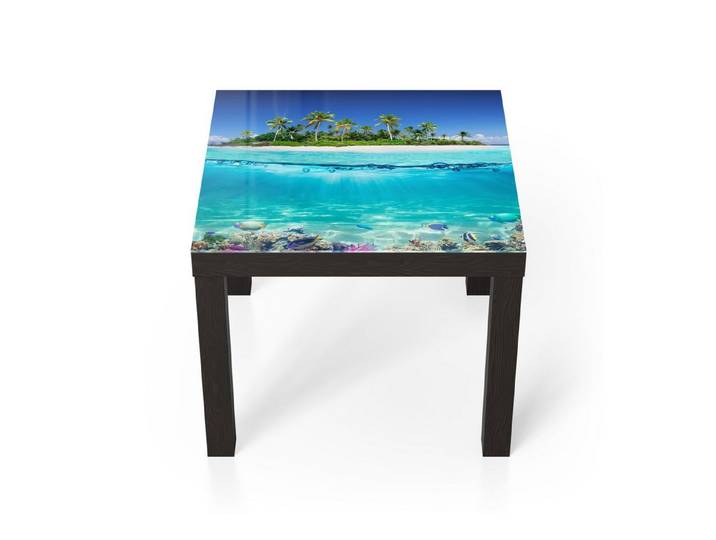 DEQORI Couchtisch 'Insel im tropischen Meer', Glas Beistelltisch Glastisch modern