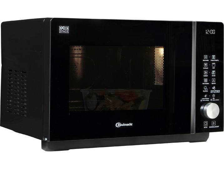 BAUKNECHT Mikrowelle MF 258 B, Grill, Mikrowelle, Heißluft, 25 l, ExtraSpace-Garraum ohne Drehteller mit Grill-Funktion