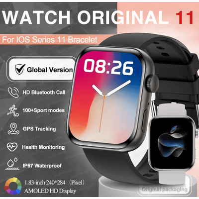 S11 AMOLED GPS Smartwatch With Bluetooth Call, Waterproof & Sports Tracking silvery Leather