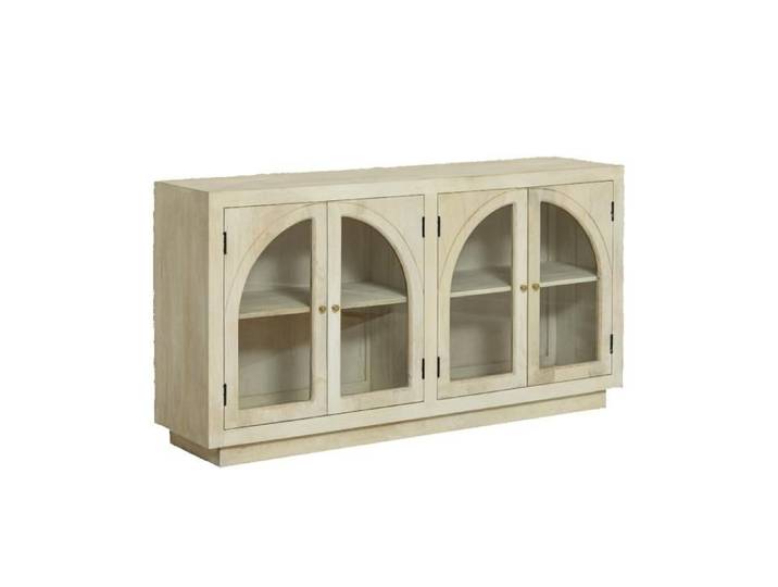 Buffet vitré en bois de manguier blanchi Miliam