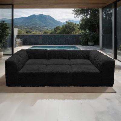 Contemporary Faux Fur Modular Sectional Daybed with Ottoman by GDFStudio