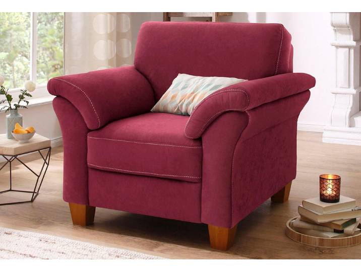 OTTO home Sessel Borkum, B: 101 cm, Federkern-Polsterung, komfortable Sitzhöhe 46 cm, Frei im Raum stellbar, Massivholzfüße, wohnliches Design