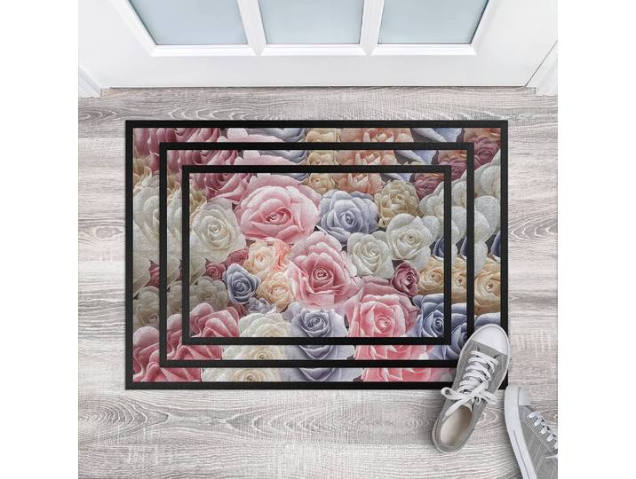 Fußmatte Pastell Paper Art Rosen 70 x 50cm Multicolor
