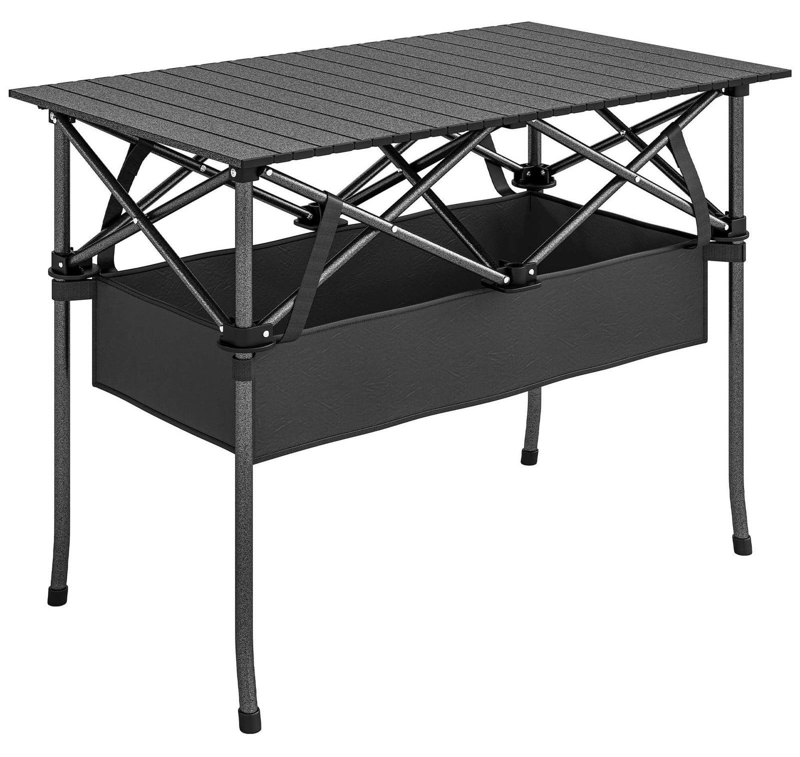 Northio Opvouwbare campingtafel met opbergnet, zwart