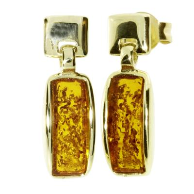 Paar Ohrstecker OSTSEE-SCHMUCK "Ostsee-Schmuck Ohrstecker Jasmina Ohrstecker Jasmina", gelb, Ohrringe, Damen, 19x6mm, Gelbgold 333