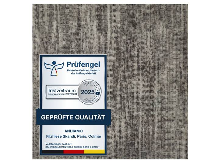 Teppichfliese ANDIAMO Paris Nadelfilz, Gesamthöhe ca. 4 mm , grau, B:40cm L:40cm, Polyester, Teppiche, Teppichfliese, 40x40 cm, selbstklebend, robust & strapazierfähig, 25 Stück (4 qm)