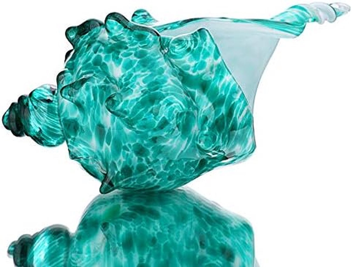 Handgeblazen Glazen Schelp Beeldje in Blauw - 18 x 8,8 cm